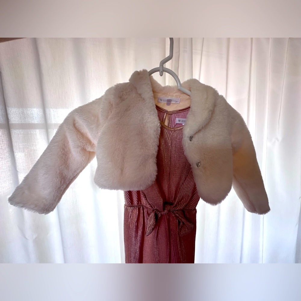 Nanette Gold Jumpsuit with Faux Fur Jacket, 3T